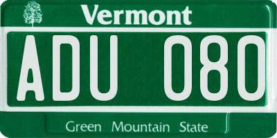 VT license plate ADU080