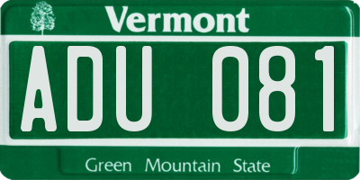 VT license plate ADU081