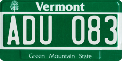 VT license plate ADU083