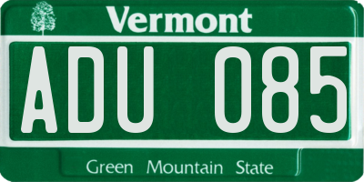 VT license plate ADU085
