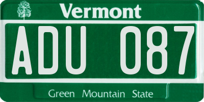 VT license plate ADU087