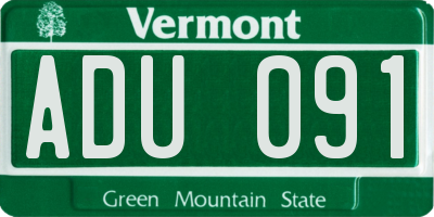 VT license plate ADU091
