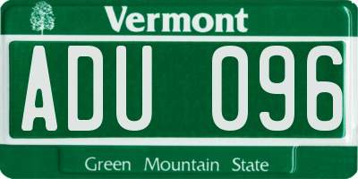 VT license plate ADU096