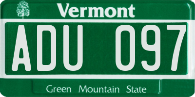 VT license plate ADU097