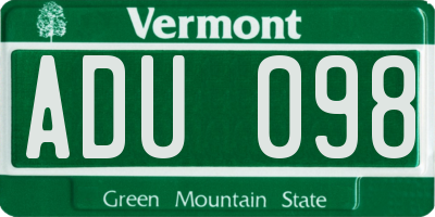 VT license plate ADU098