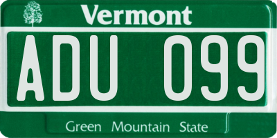 VT license plate ADU099