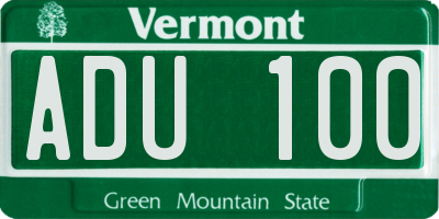 VT license plate ADU100