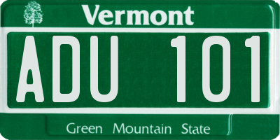 VT license plate ADU101