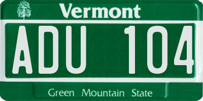 VT license plate ADU104