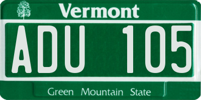 VT license plate ADU105