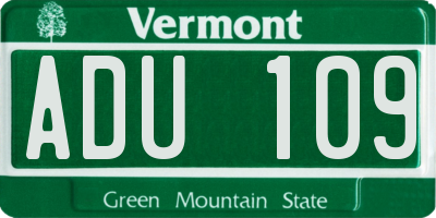 VT license plate ADU109