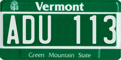 VT license plate ADU113