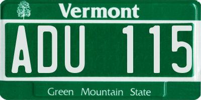 VT license plate ADU115