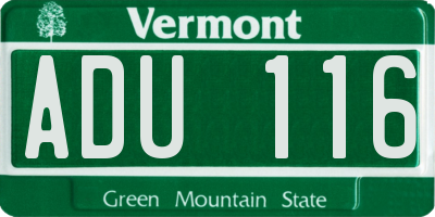 VT license plate ADU116