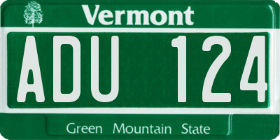VT license plate ADU124
