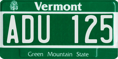 VT license plate ADU125