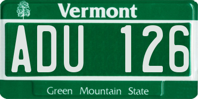 VT license plate ADU126