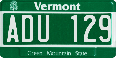 VT license plate ADU129