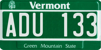 VT license plate ADU133