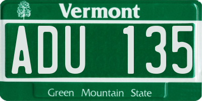 VT license plate ADU135