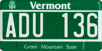 VT license plate ADU136