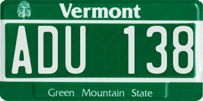 VT license plate ADU138
