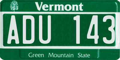 VT license plate ADU143