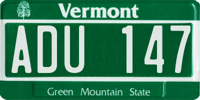VT license plate ADU147