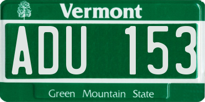 VT license plate ADU153