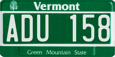 VT license plate ADU158