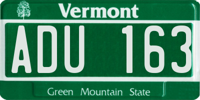 VT license plate ADU163