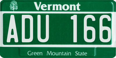 VT license plate ADU166