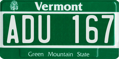 VT license plate ADU167