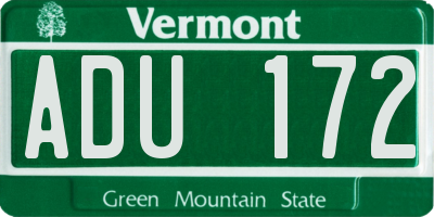 VT license plate ADU172