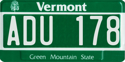 VT license plate ADU178