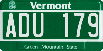 VT license plate ADU179