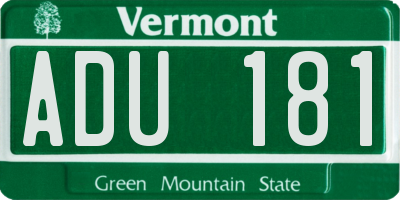 VT license plate ADU181
