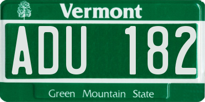 VT license plate ADU182