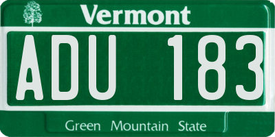 VT license plate ADU183