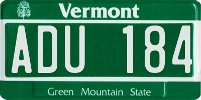 VT license plate ADU184