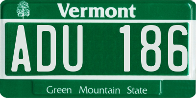 VT license plate ADU186