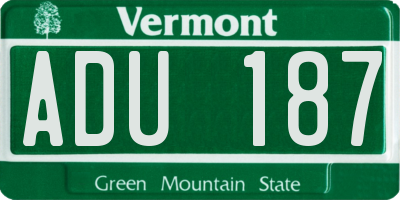 VT license plate ADU187