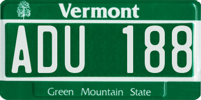 VT license plate ADU188