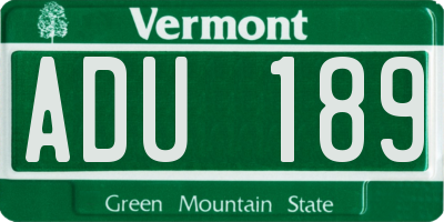VT license plate ADU189
