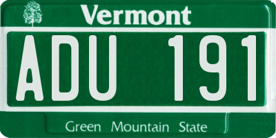 VT license plate ADU191