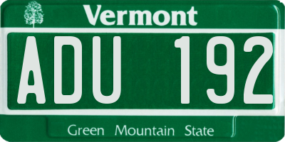VT license plate ADU192