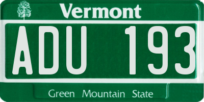 VT license plate ADU193