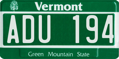 VT license plate ADU194