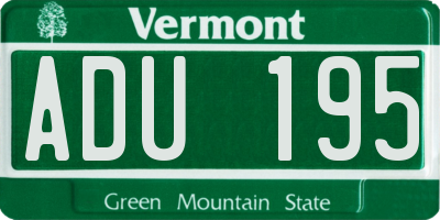 VT license plate ADU195