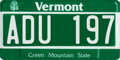 VT license plate ADU197